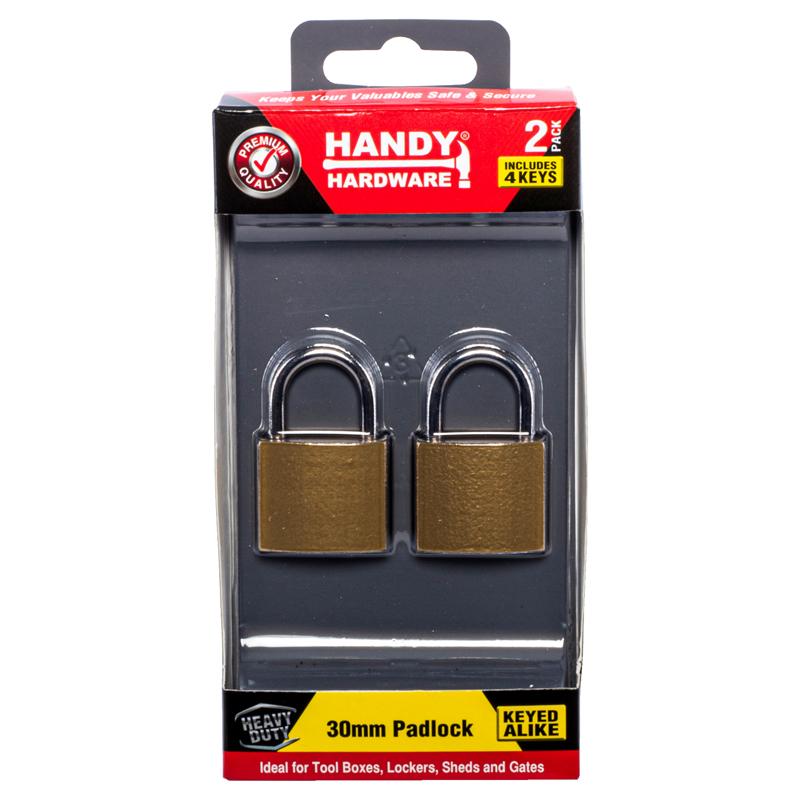 Handy Hardware Padlock Keyed Alike Heavy Duty 30mm - 2pk