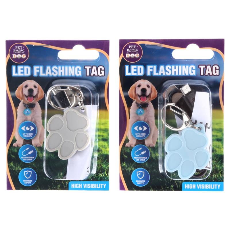 Pet Light Up Rechargable Tag with USB Cable 4.3cm x 3.5cm - Assorted Colours