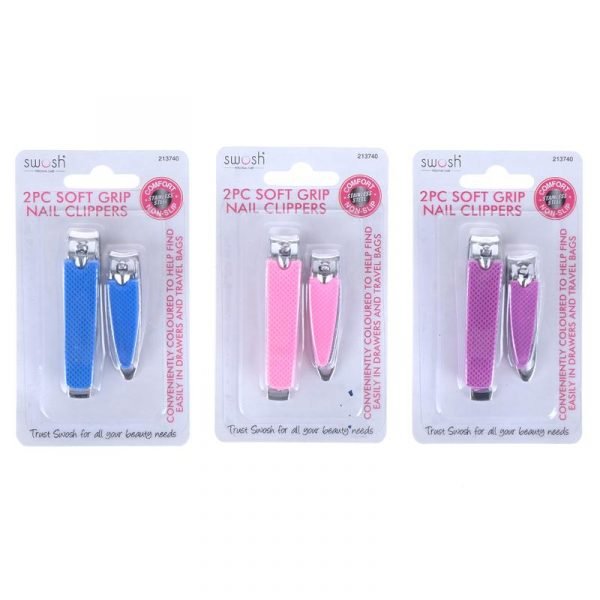 Easy Grip Nail Clippers Assorted Colours - 2pk