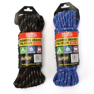 Handy Hardware Diamond Braided Polyrope 2 Assorted Colours (Blue & Black) 8mm x 10m