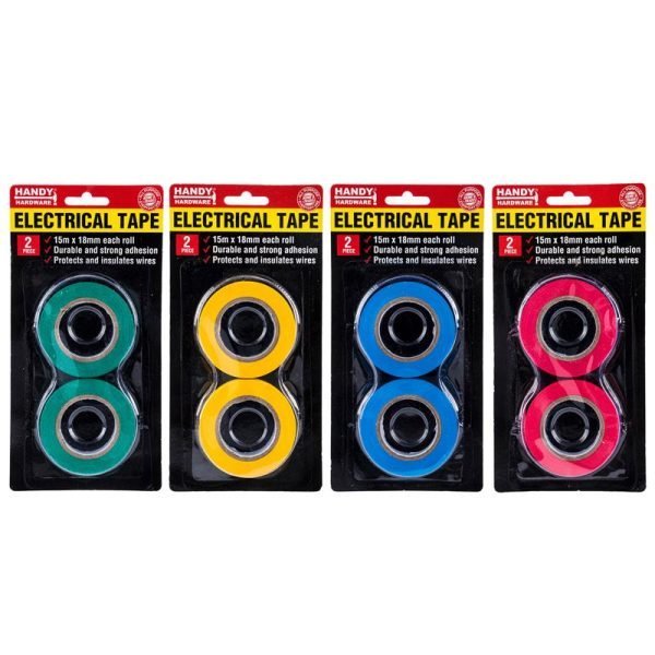 Handy Hardware Tape Electrical Tape - Assorted Colours - 18mm x 15m 2pk