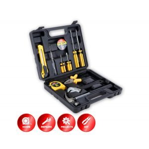 Handy Hardware Tool Set Carbon Steel In Black Case 11pc