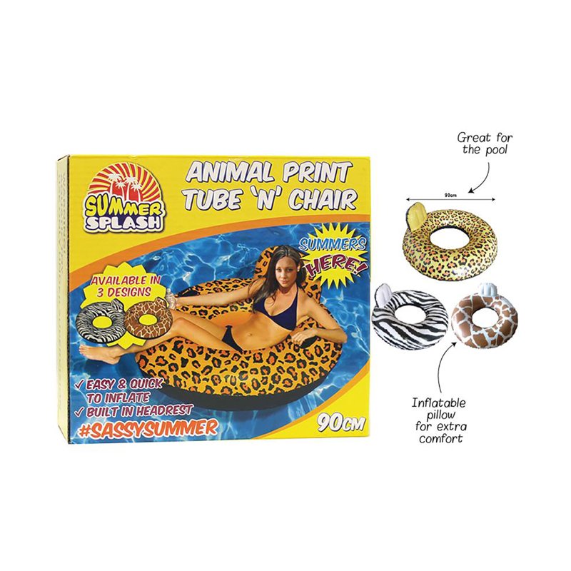 Animal Print Swim Ring - 90cm - Assorted
