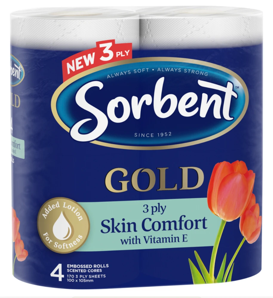 Sorbent Gold Skin Comfort Toilet Paper - 4 Pack