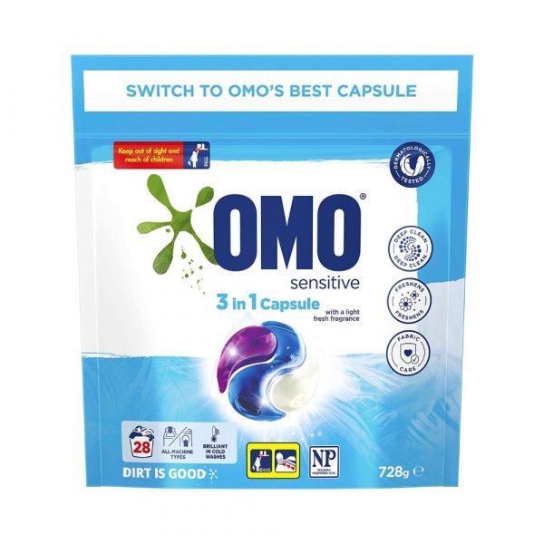 OMO Sensitive 3 in 1 Laundry Capsules - 28 Pack - 728g