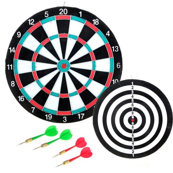 Double Sided Dart & Target Game Board Includes: 6x darts, Hanging Ring - 17