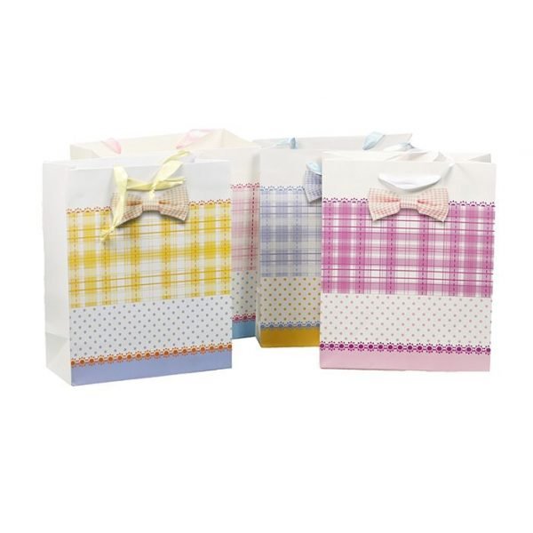 Bow Tie Paper Gift Bag - Assorted Colours - 26x32cm
