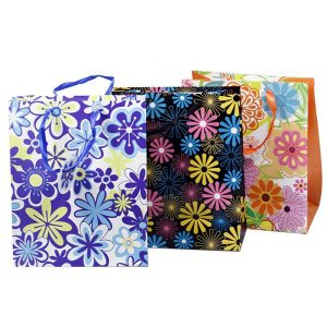 Floral Paper Gift Bag - Assorted Colours - 26x32cm