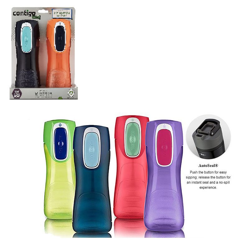 Contigo Kids Trekker Water Bottle - 2 Pack - 414mL - Assorted Colours