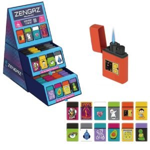 Zengaz Cube Display Chip Jet Lighter 4 - Assorted Designs
