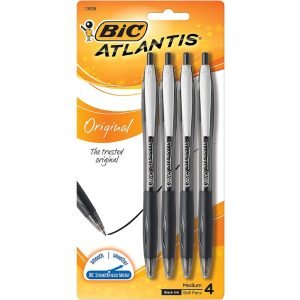 BIC Atlantis Retractable Ballpoint Pens Black - 4 Pack