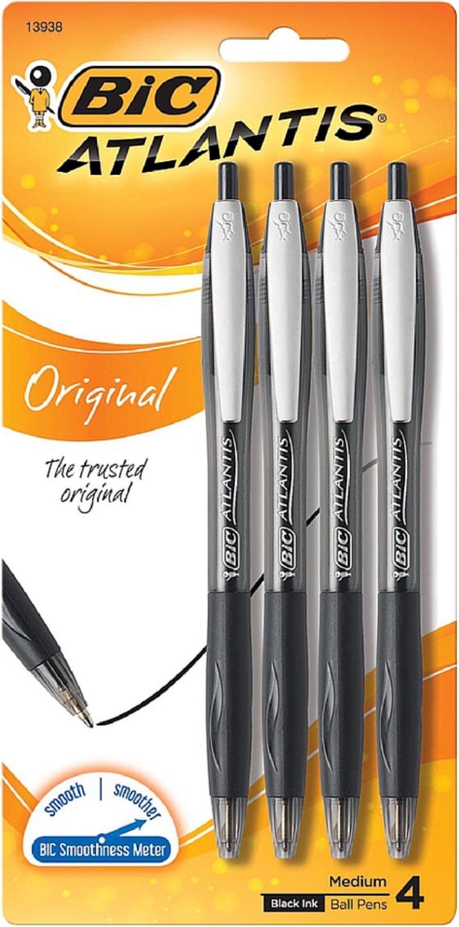 BIC Atlantis Retractable Ballpoint Pens Black - 4 Pack
