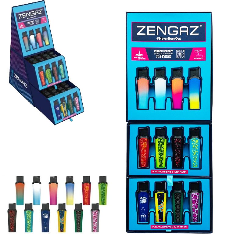 Zengaz Cube Display Slimmy Jet Lighter 4 - Assorted Designs