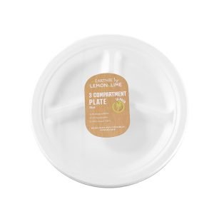 Lemon & Lime ECO Sugarcane 3 Compartment Plate 10 Pack - 26cm
