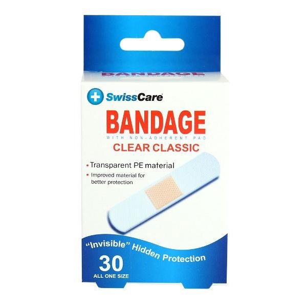 Swisscare Clear Classic Band Aid 30 Pack