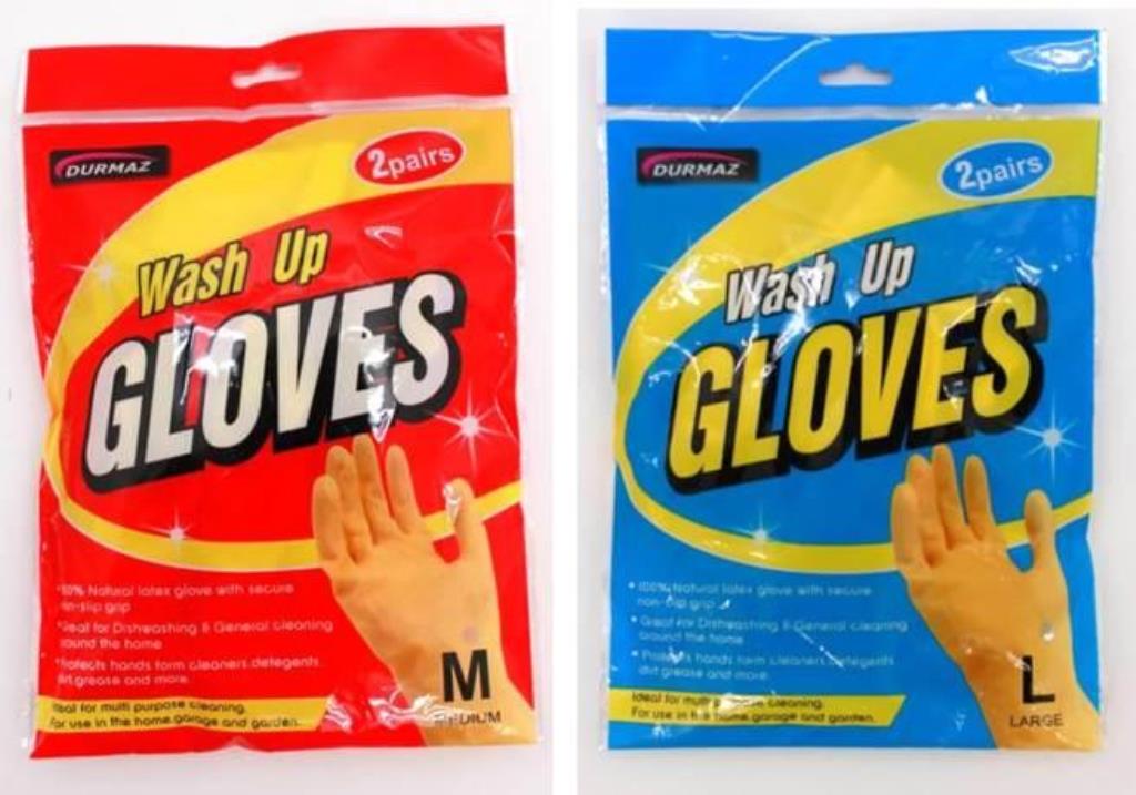Latex Washing Gloves - Medium & Large Size Assorted 4PK