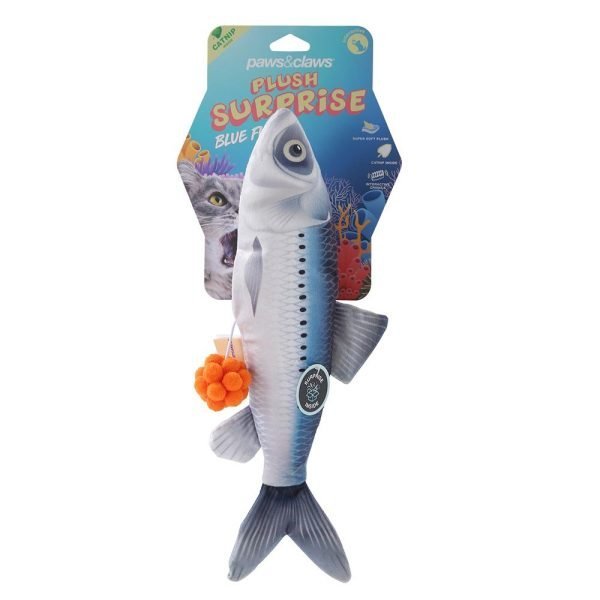 Paws & Claws Surprise Fish Plush Toy - 30x10x5cm - Assorted