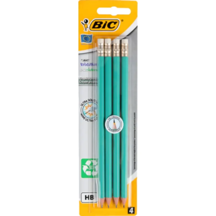 Bic HB Pencil Evolution With Eraser 4 Pack
