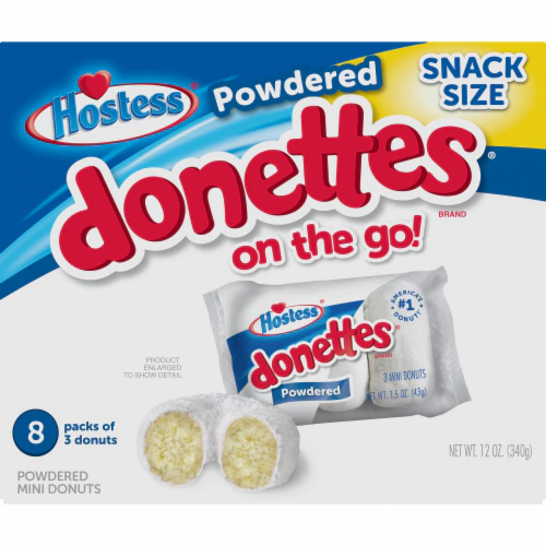 Hostess Snack Powder Sugar Donnettes - 8 Pack - 340g
