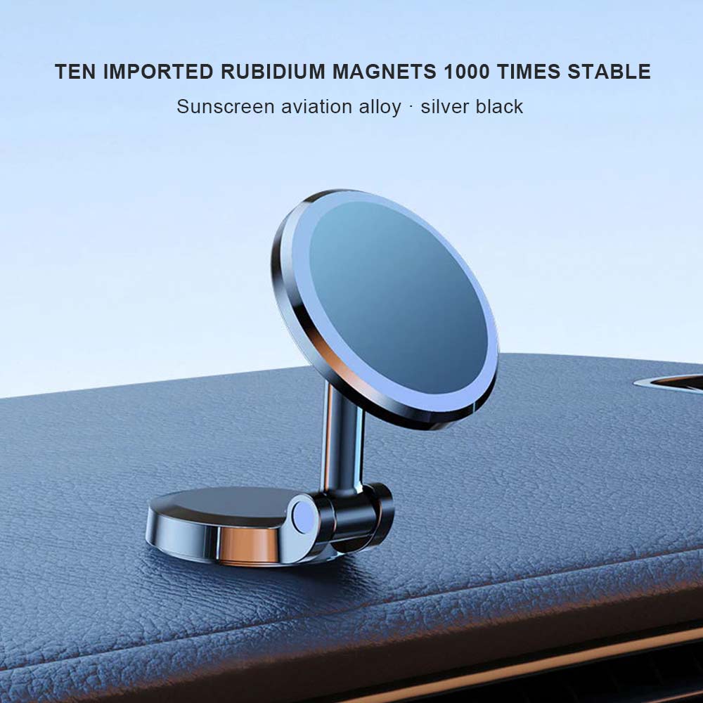 Foldable Magnetic Metal Car Dash and Window Phone Mount - Black - Image 3