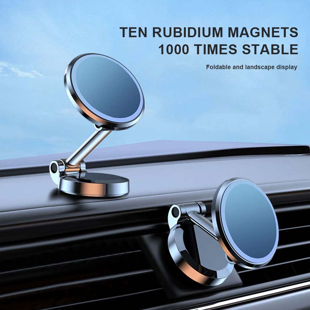 Foldable Magnetic Metal Car Dash and Window Phone Mount - Black - Image 2
