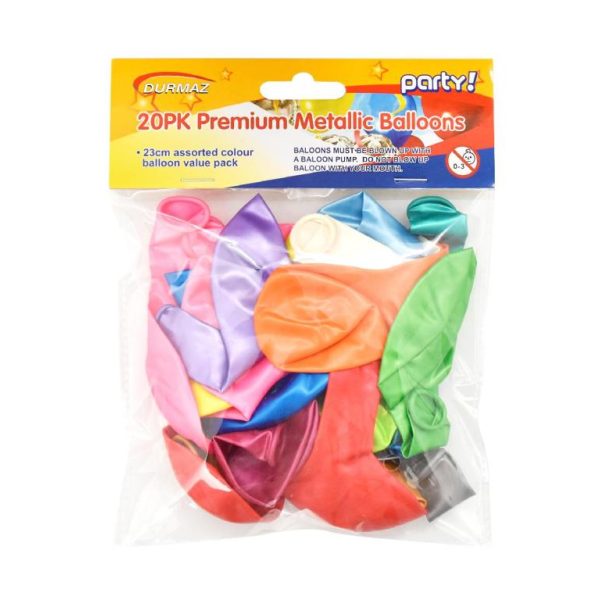 Metallic Balloons - Assorted Colour 20 Pack