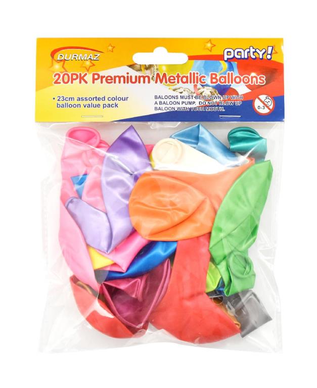 Metallic Balloons - Assorted Colour 20 Pack