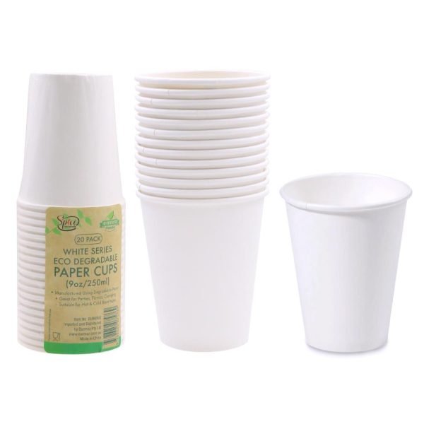 Spice Kitchen Eco Paper Cups 250ml - 20pk
