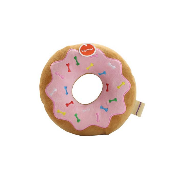 Paws & Claws Fast Food Mega Donut Squeaker Plush - Pink