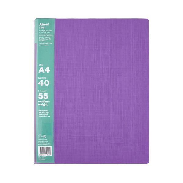 ColourHide A4 My Wingman Display Book Purple 40 Pockets