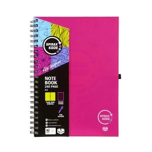 Spirax Kode A4 Pink Notebook With Pen Holder 240 Page