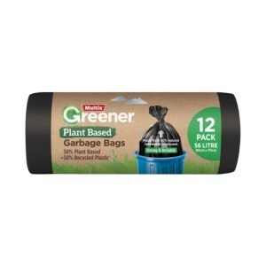 Multix Greener Plant Based Garbage Bags - 56L - 12 Pack