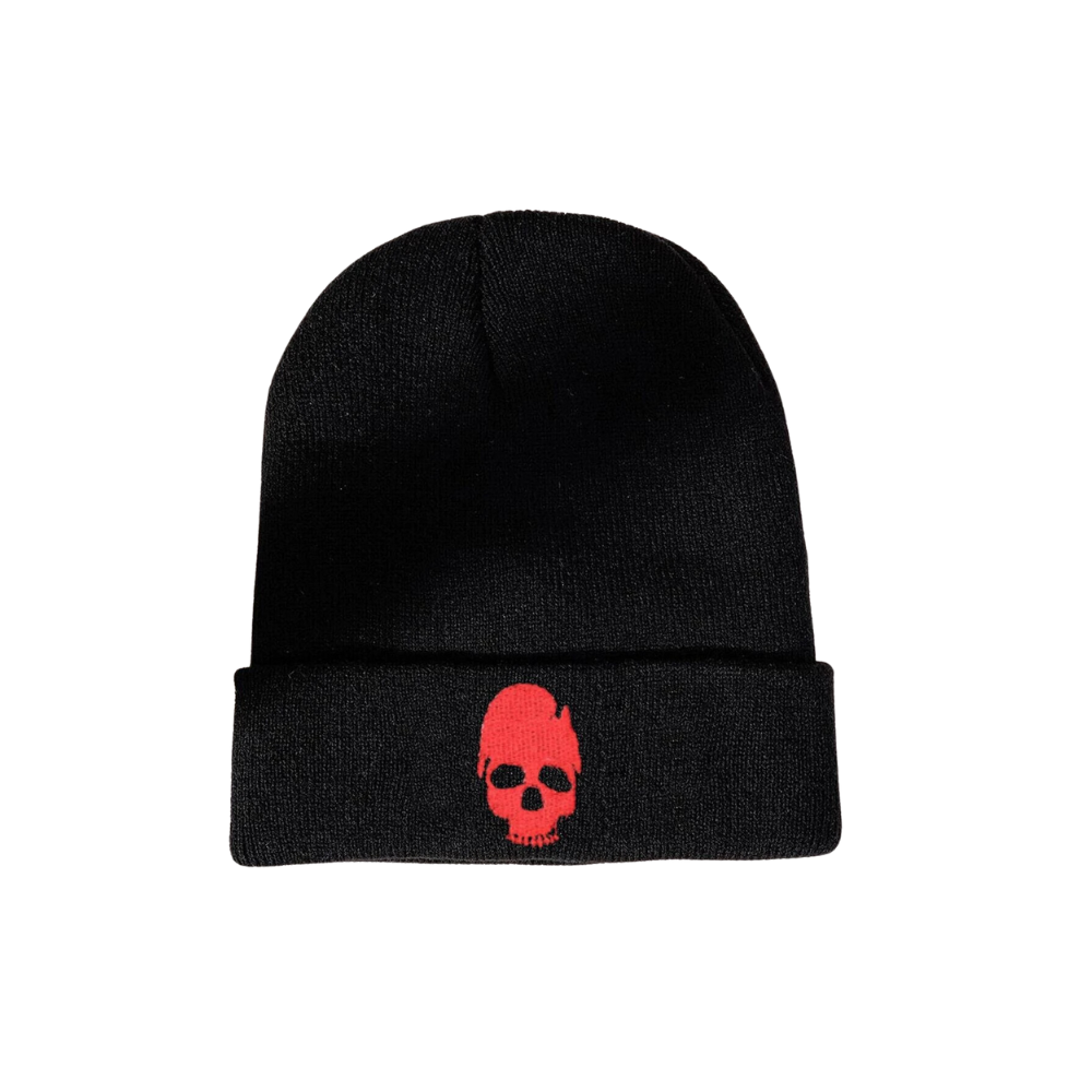 Holy Cap: Red Skull Black Beanie