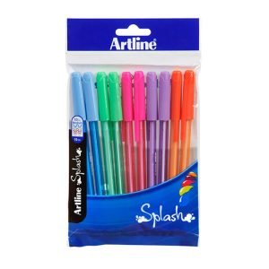 Artline Splash Ballpoint Pens Assorted Colours - 10 Pack
