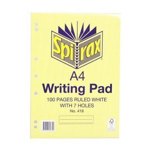 Spirax No. 418 A4 Writing Pad With 7 Holes 100 Pages