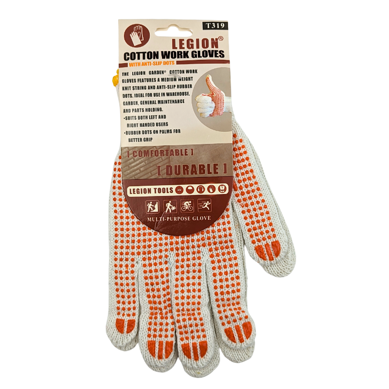 Legion Garden Cotton Work Gloves White With Red Dots