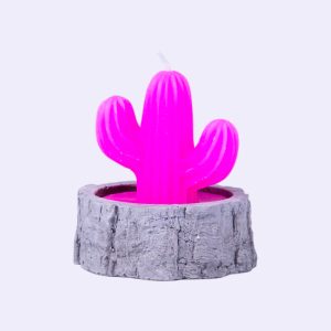 Lazy Dayz Cactus Candle in Concrete Pot - Pink