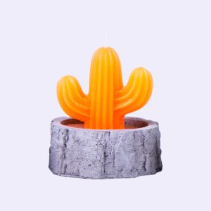 Lazy Dayz Cactus Candle in Concrete Pot - Orange