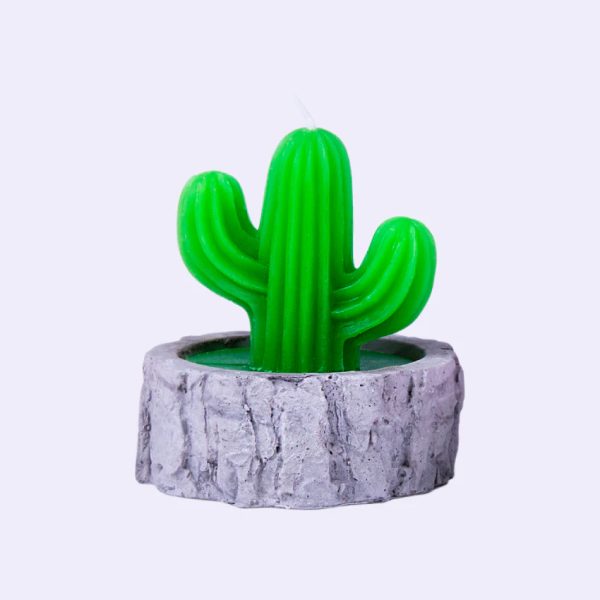 Lazy Dayz Cactus Candle in Concrete Pot - Green
