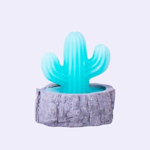 Lazy Dayz Cactus Candle in Concrete Pot - Blue