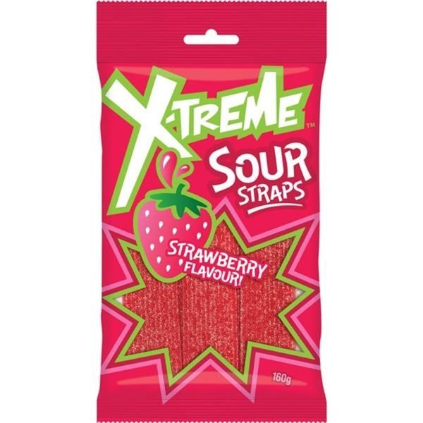 X-Treme Sour Straps Strawberry 160g