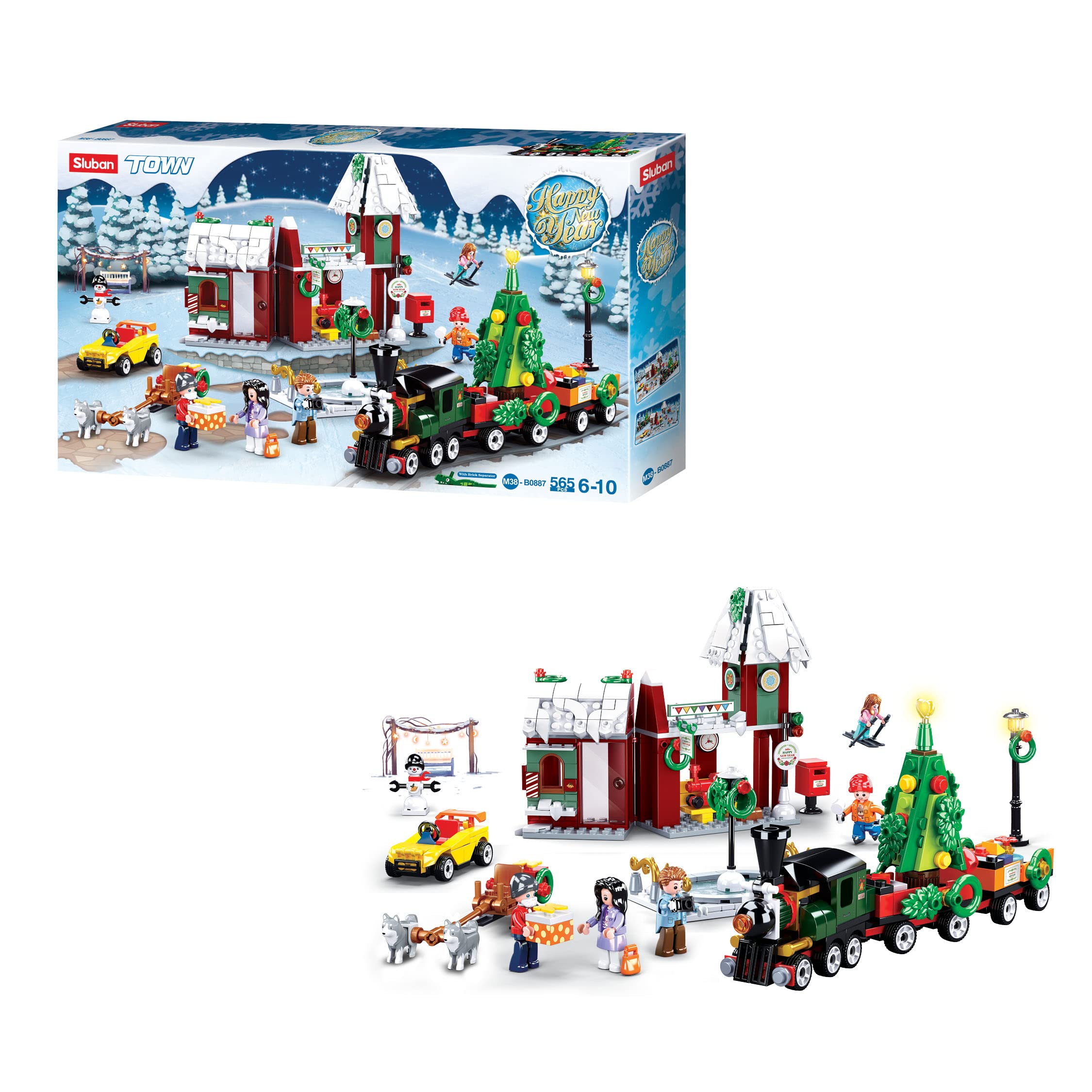 Sluban Building Blocks New Year - Christmas Village - 565 Piece