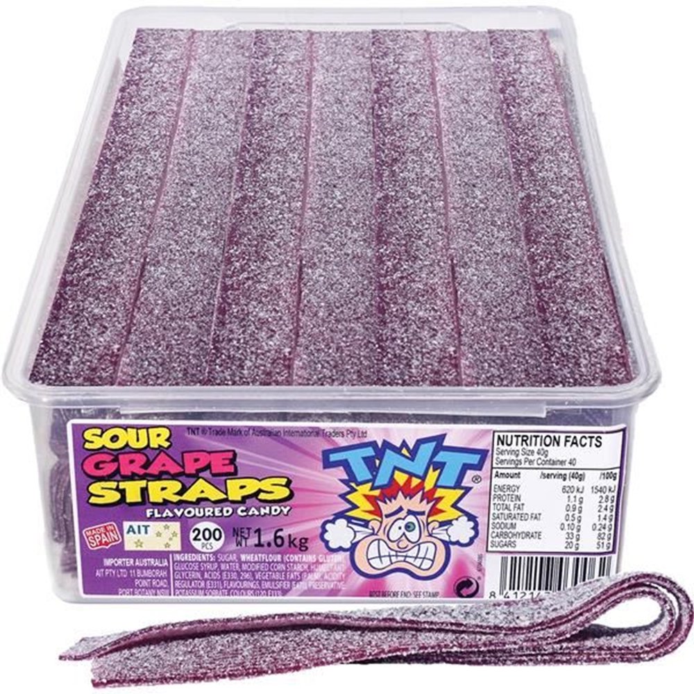 TNT Sour Straps Grape 200pcs 1.6kg