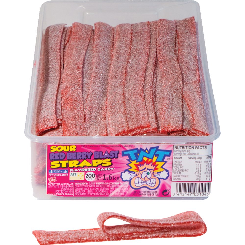 TNT Sour Red Berry Blast Straps 200pcs 1.6kg