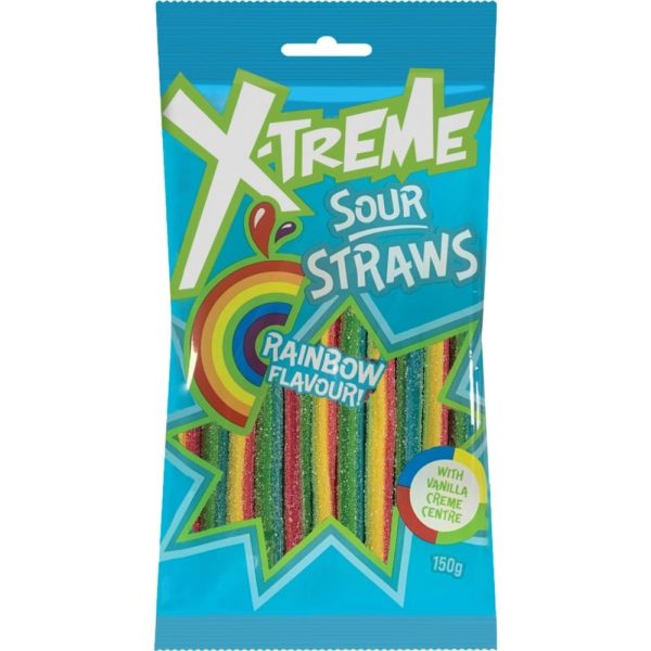 X-Treme Sour Straws Rainbow 150g