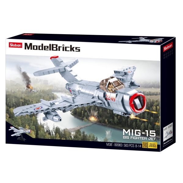 Sluban Model Bricks Building Blocks - MIG-15 Old Soviet Fighter Jet - 583 Piece