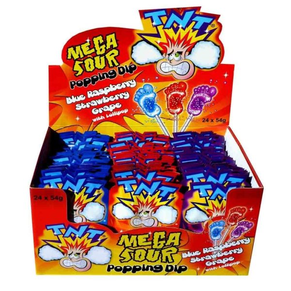 TNT Mega Sour Popping Dip with lollipop 54g