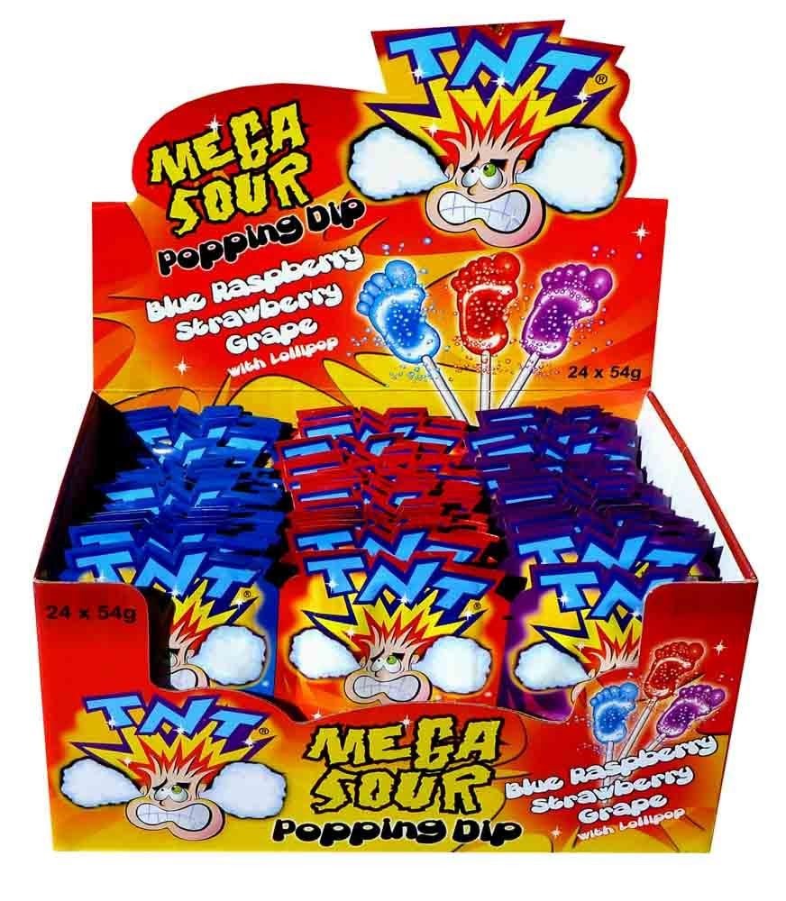 TNT Mega Sour Popping Dip with lollipop 54g