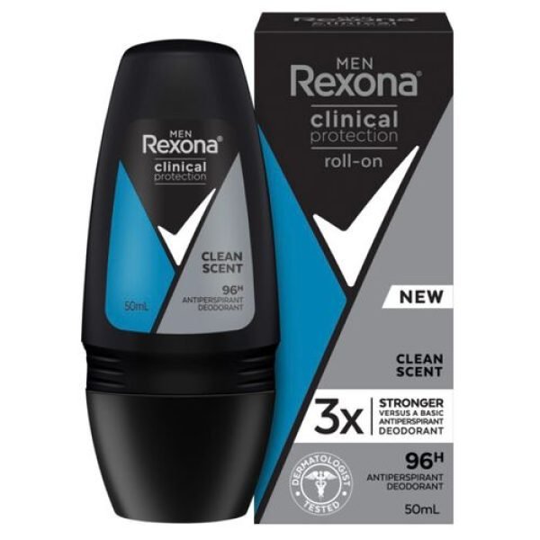 Rexona Men Clinical Protecion Clean Scent Roll On Deodorant - 50ml
