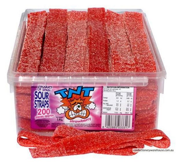 TNT Sour Straps Strawberry 200pcs 1.4kg